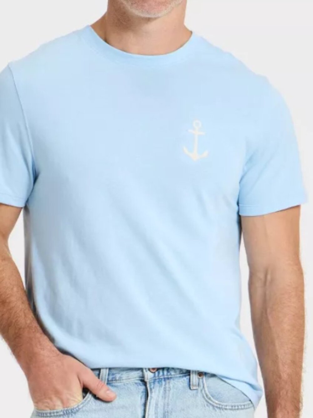 NEW Goodfellow & Co Men's Montawk New York Short Sleeve Crewneck Light Blue Larg